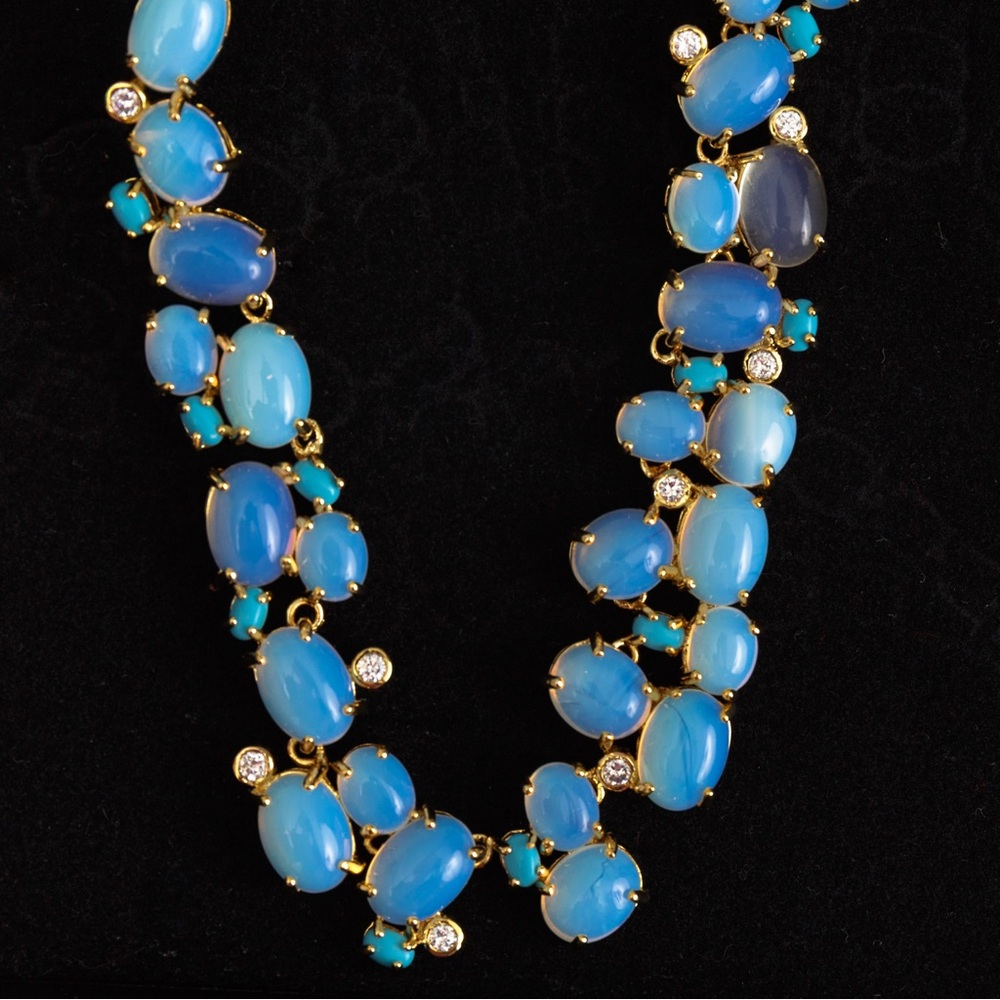 Real Collectibles by Adrienne cabachon necklace blue stones & faux diamonds - Picture 3 of 16